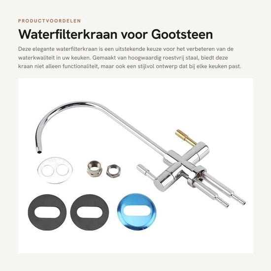 Acquasistema 360° rotante - filtroacqua - rubinetto con doppia apertura - in acciaio inossidabile - design elegante - adatto per sistemi di filtrazione sottostante - rubinetto cucina