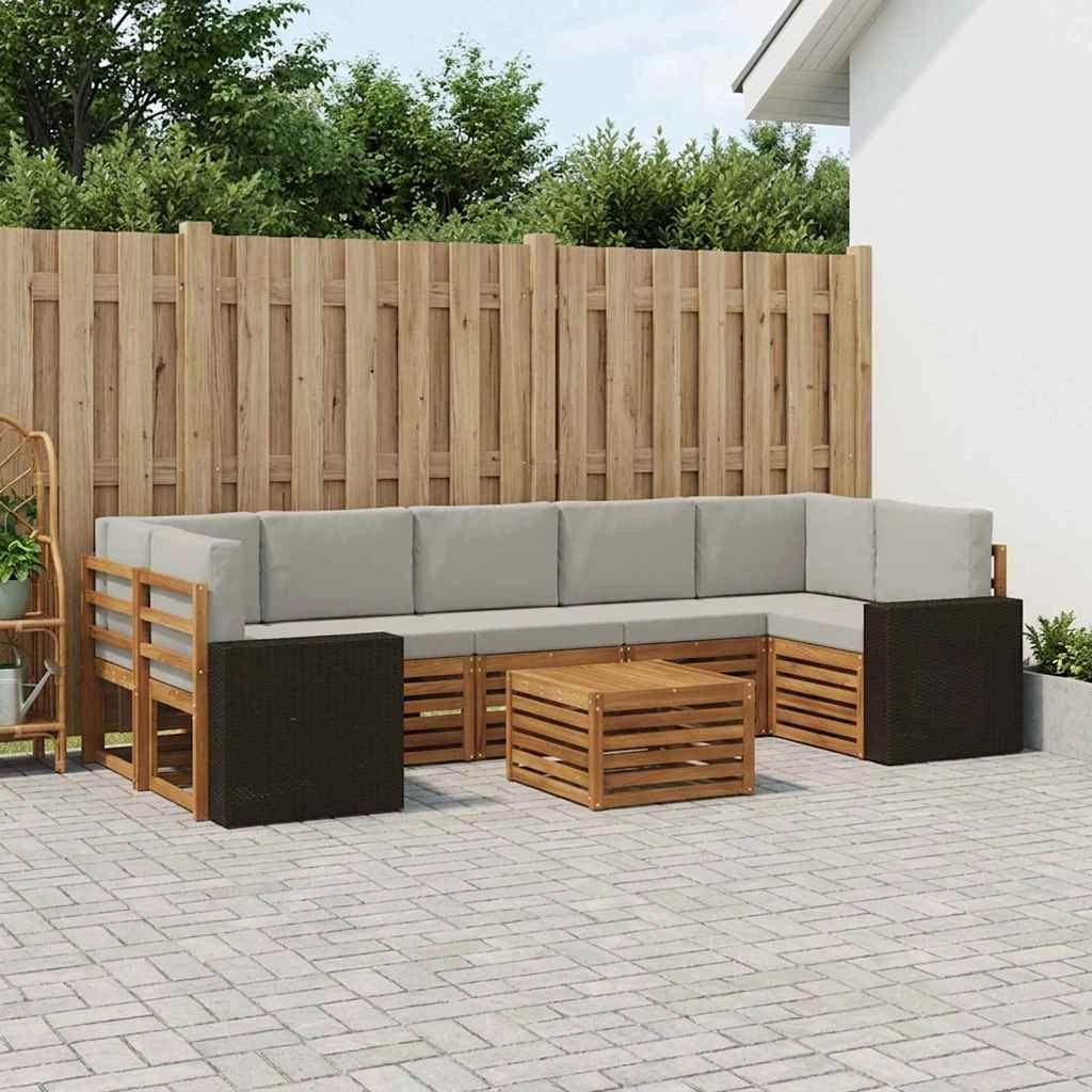Set di divani da esterno 8 pz Naturale e Grigio Chiaro 3384152