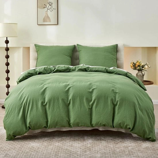 Set di coperte per letto confortevole e respirante, 155x220 cm, verde.