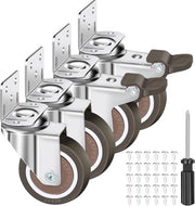 4 ruote per mobili a forma L, 50 mm con freno, 30 viti, ruote per mobili 360° giranti, ruote di trasporto, ruote per carichi pesanti (2 con zavorra, 2 con freno) per lettini da bambini, mobili, vasi di fiori
