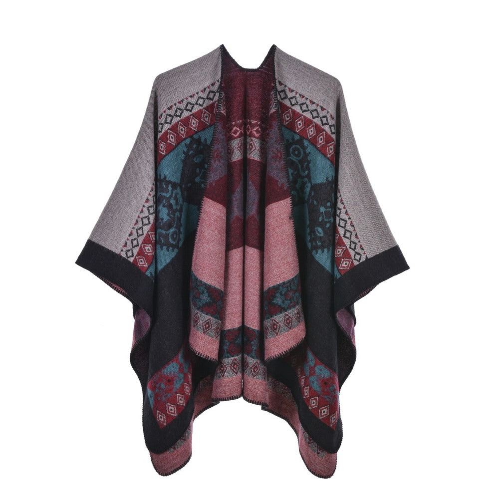 Mantella/scialle da donna autunno e inverno, stile retr¨°, spaccata, calda, in cashmere, mantella