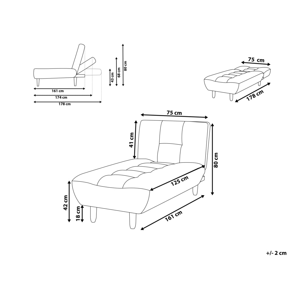Chaise longue Beige Rivestimento in Tessuto Gambe in Legno Chiaro Stile Scandinavo