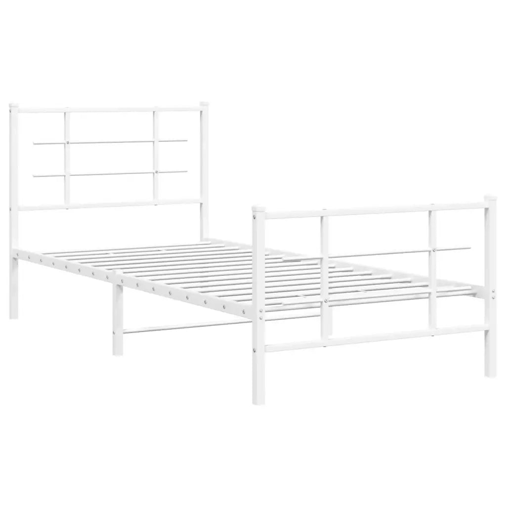 Giroletto con Testiera e Pediera-Struttura Letto Metallo Bianco 90x190 cm 490981