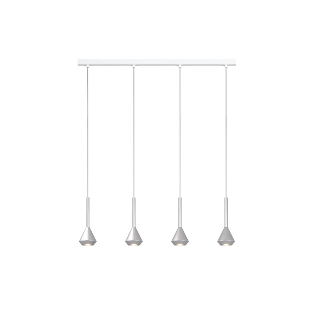 Lampadario Moderno Aygo Metallo Bianco E Alluminio 4 Luci Gu10