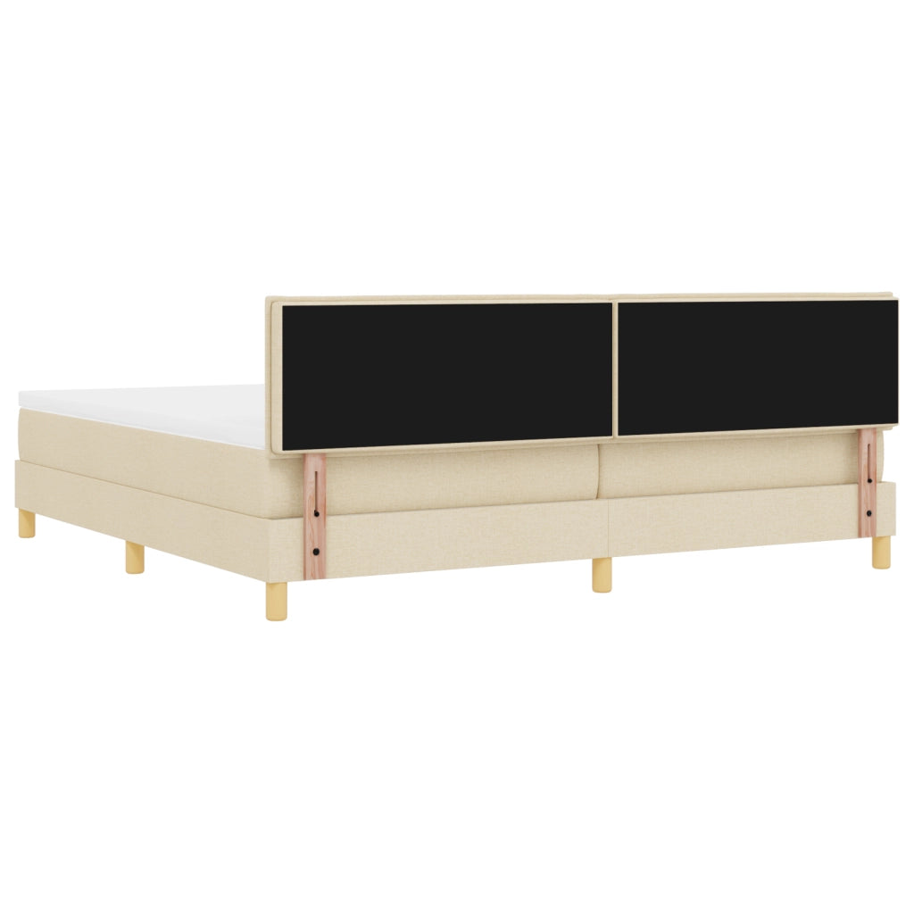 Letto a molle con materasso e LED Panna 200x200 cm Tessuto