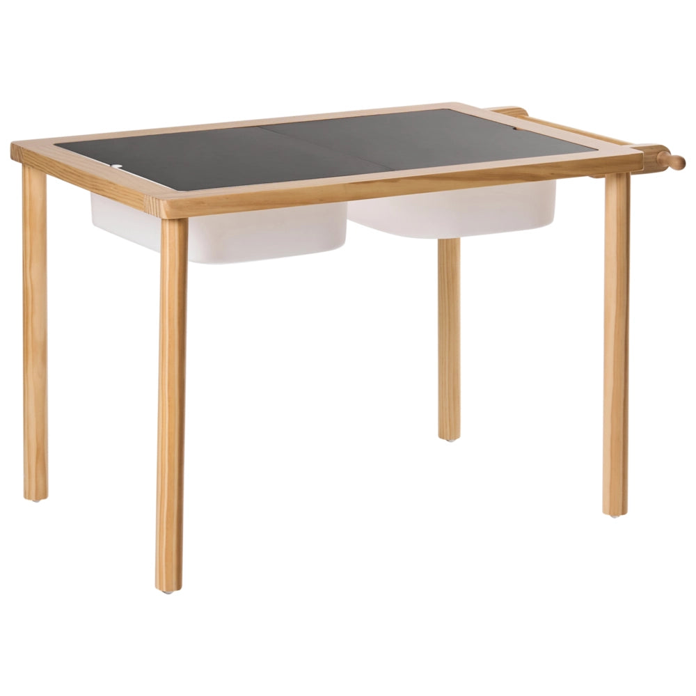Set tavolo + sgabello Montessori per bambini in legno di pino marrone chiaro per cameretta bambini con funzione di disegno Aggiungi carta Scandi