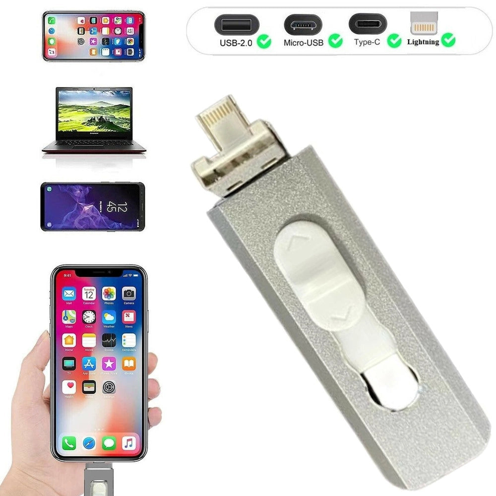 Trade Shop - Chiavetta Pen Drive Flashdrive Da 128gb 4 In 1 Usb Per Iphone Ios Android Type C -