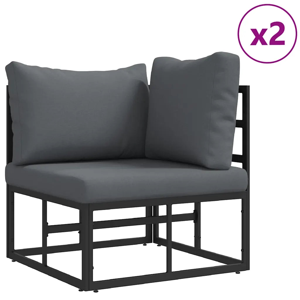 vidaXL Set Divano da Giardino con cuscino 7 pcs Nero Alluminio