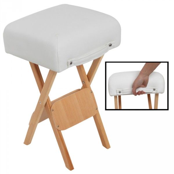 Kit massaggio professionale sgabello + cuscino mezzo cilindro + cuscino rullo bianco 08_0000469