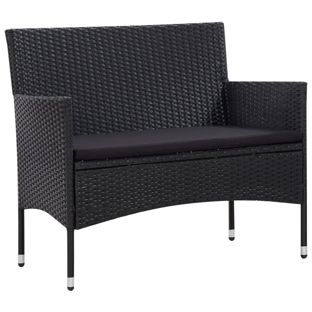 Set Divani da Giardino 5 pz con Cuscini in Polyrattan Nero 45895