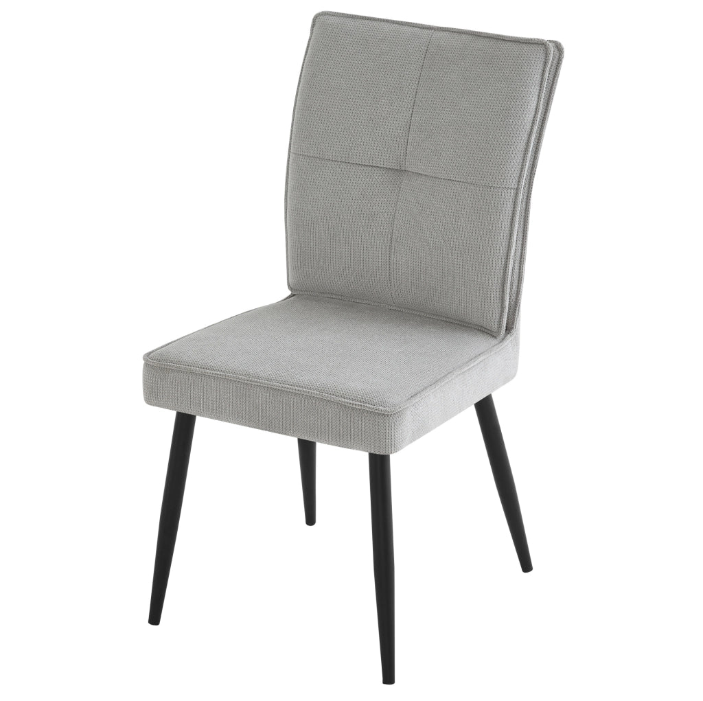 Set di 2 sedie da pranzo con rivestimento in ciniglia a motivo pied de poule e gambe in metallo nero grigio chiaro