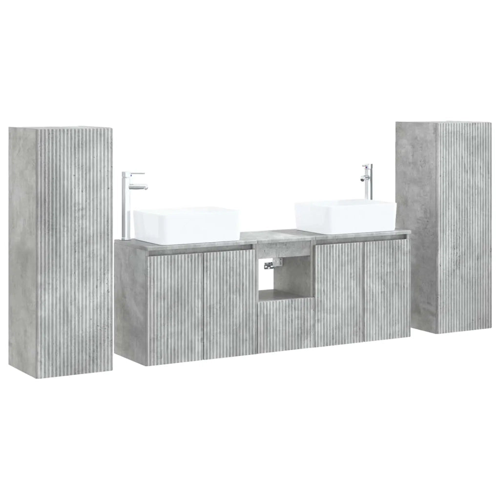 Set di mobili per il bagno 5 pz Grigio Cemento 3405996