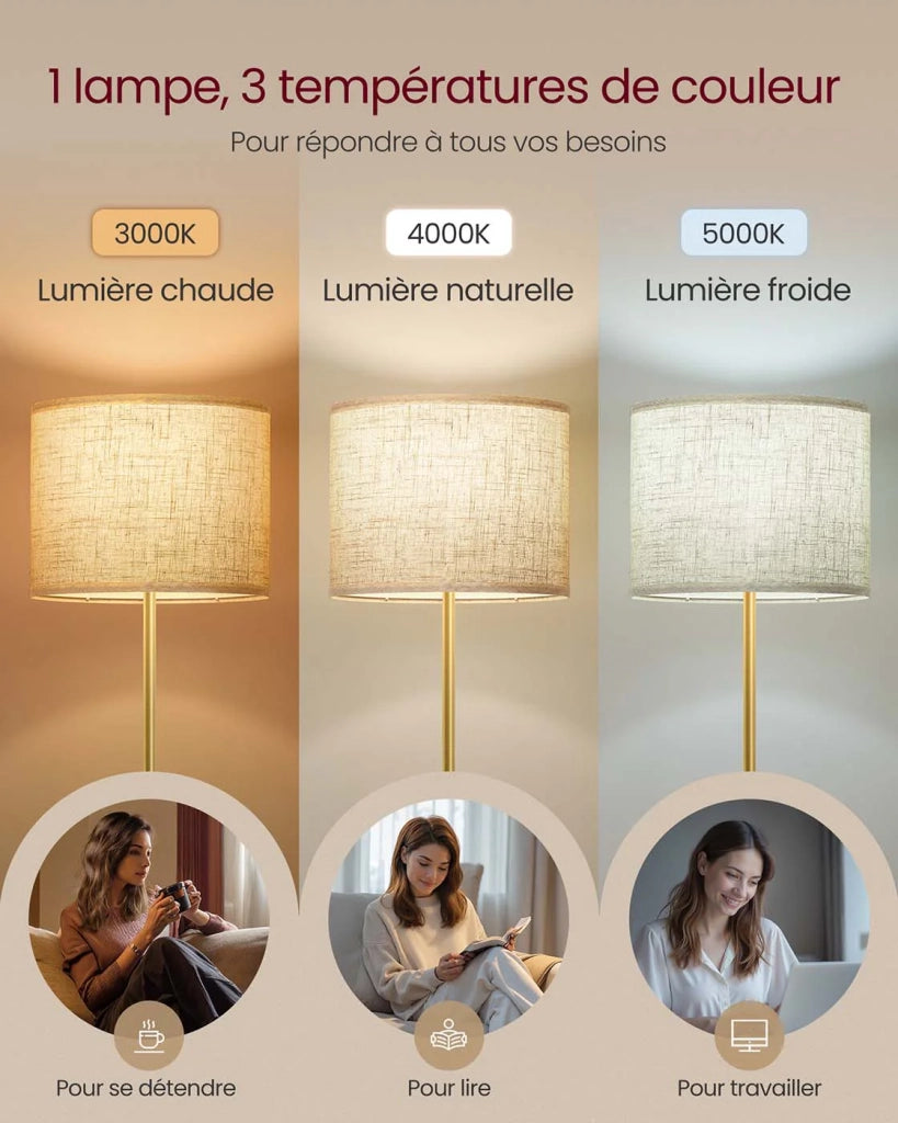 Lampada da terra altezza regolabile da 140 a 170 cm stile moderno interruttore a pedale paralume in tessuto attacco E27 oro e nero 12_0006123