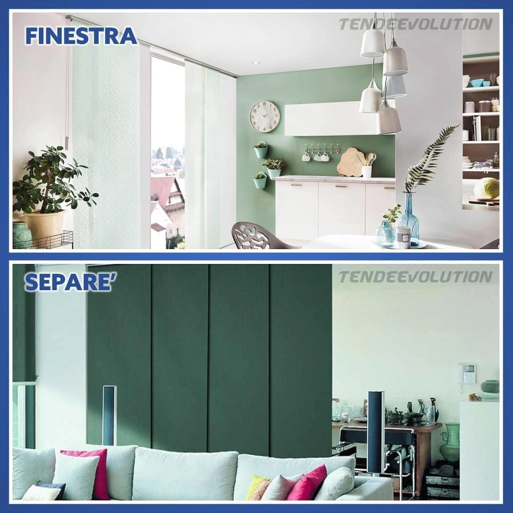 Bastone per Tende A Pannello Comando Manuale, Binario a 5 vie con portapannelli da 60 CM, Attacco Soffitto Lunghezza 280 CM