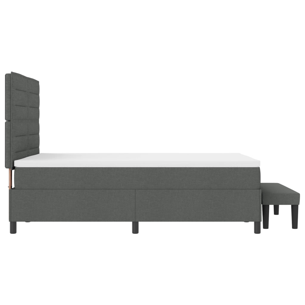 Letto Box Spring con Materasso e Panca Grigio Scuro 140x190 cm Tessuto
