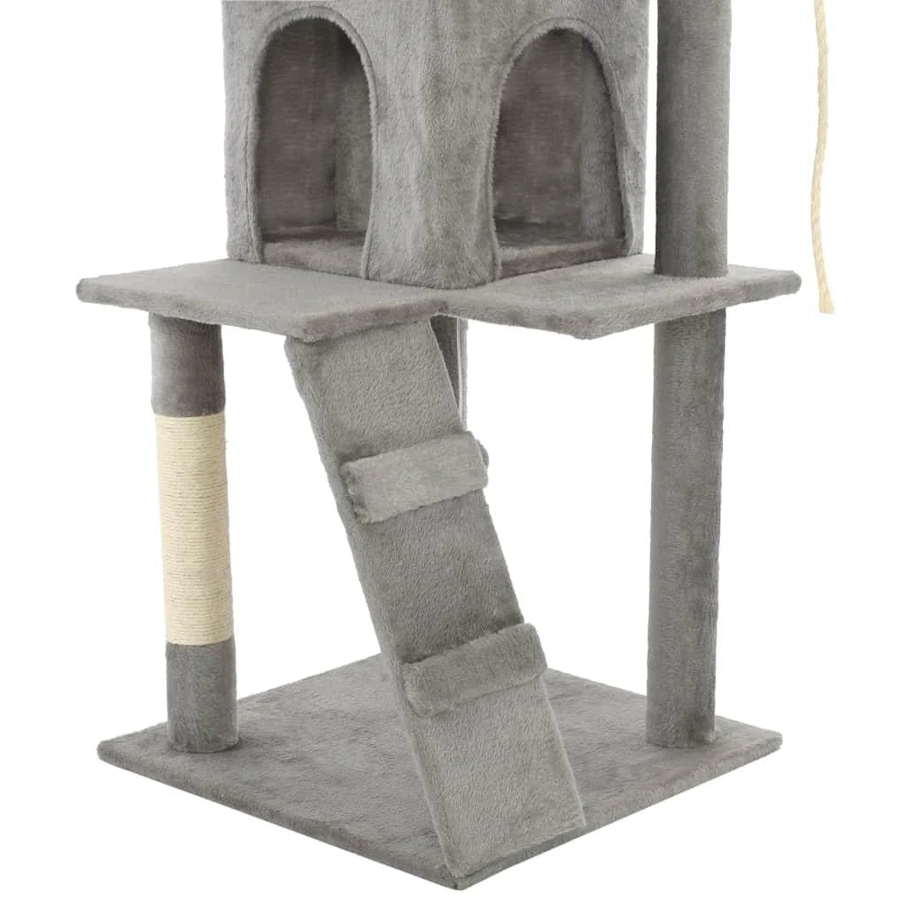 Tiragraffi albero per gatti cuccia per gatti giocattolo peluche sisal 120 cm grigio 3702214