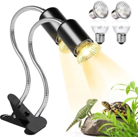 Lampada di Terrario con Timer - Lampada UV a Doppia Testa per Reptili