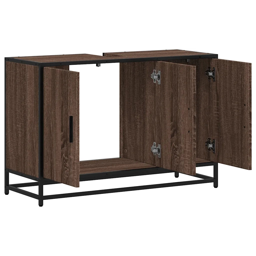 Mobile Lavabo Bagno-Armadietto da bagno Rovere Marrone 90x33x60cm Legno Multistrato