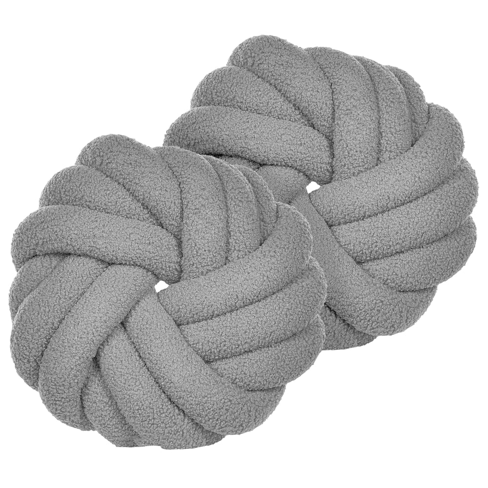 Cuscino Nodo Velluto Grigio 31 x 31 cm Legato Peluche Decorativo Moderno