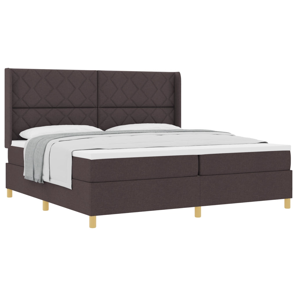 Rete a Molle con Materasso in Marrone Scuro, 200x200 cm Tessuto