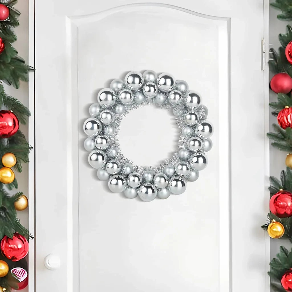 Corone di Palline di Natale 2 pz Argento 33 x 33 x 7 cm CFW9929844
