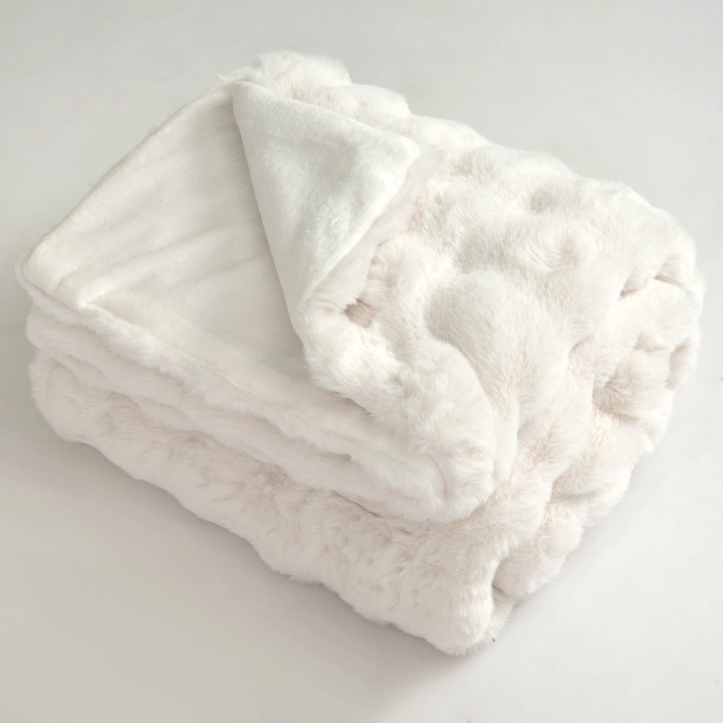 Coperta in pelliccia ecologica di lusso plaid soffice in pelliccia di coniglio poltrona, Coperta morbido spesso caldo 153 x 203 cm-Coperta