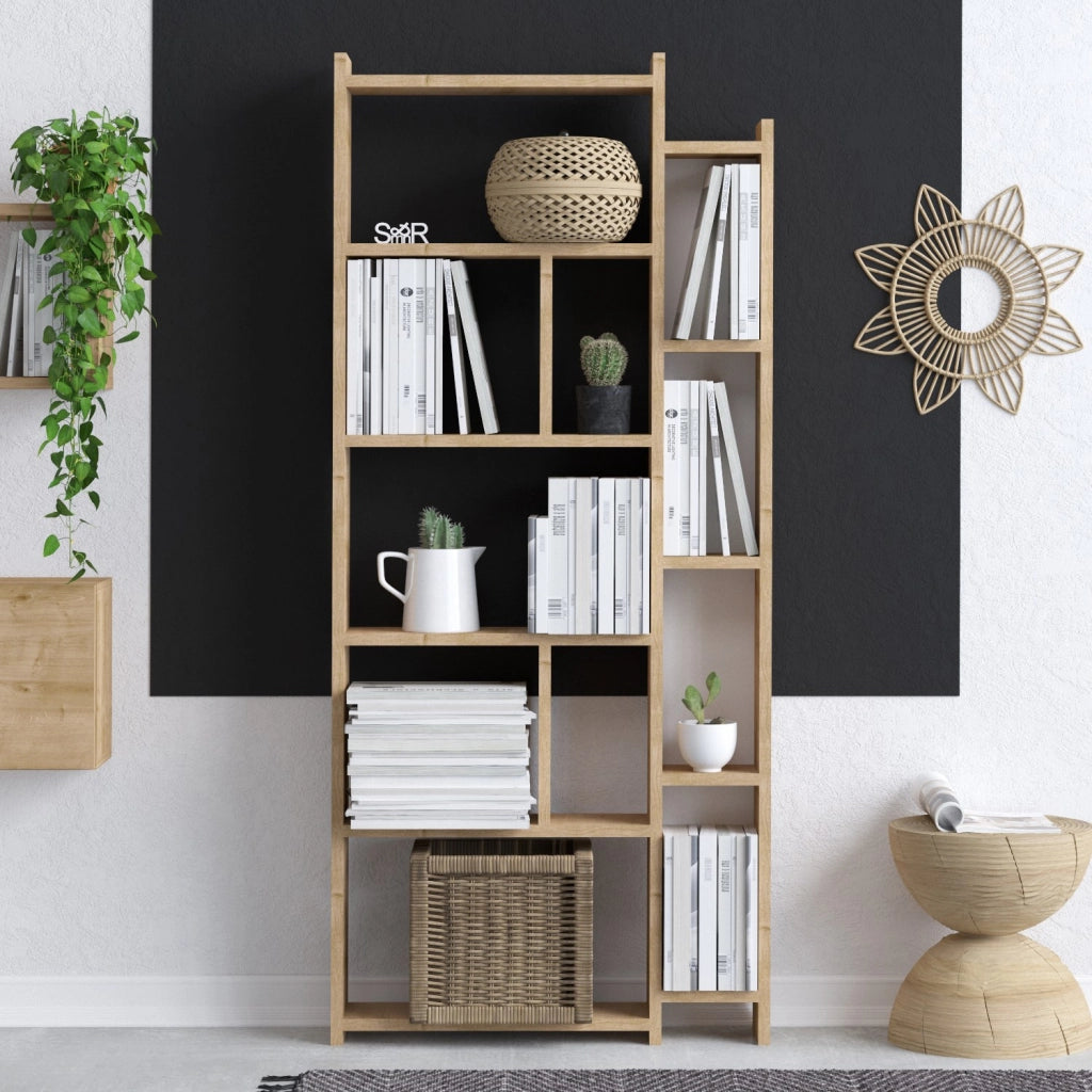 Libreria in legno "Momo" - 65 x 15 x 150 cm - Rovere