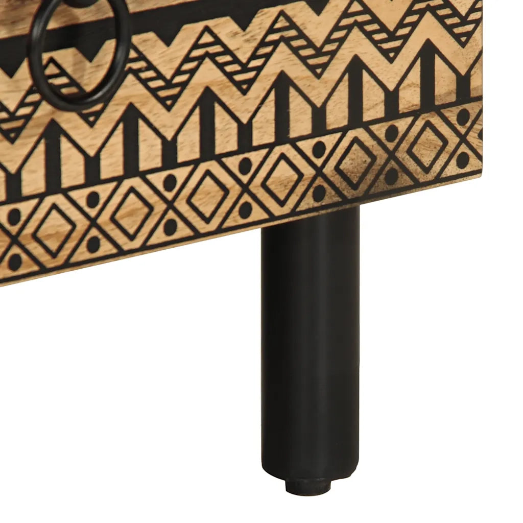 vidaXL Mobile Porta TV Nero 70x33,5x46 cm Legno Massello Mango Grezzo