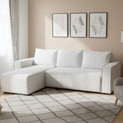Naturno, Divano Letto con Penisola Contenitore, 237x169 cm Bianco