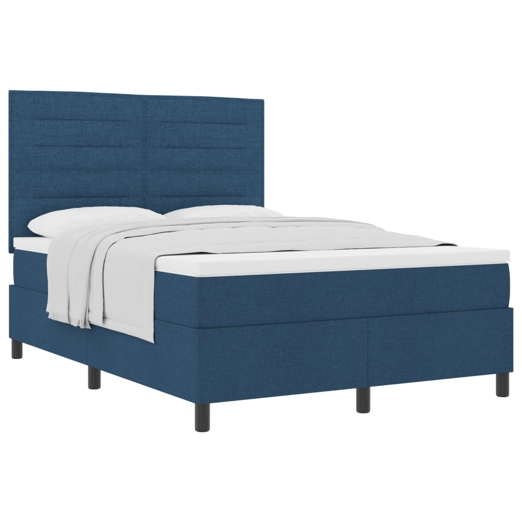 Letto Box Spring Blu 140x190 cm Tessuto