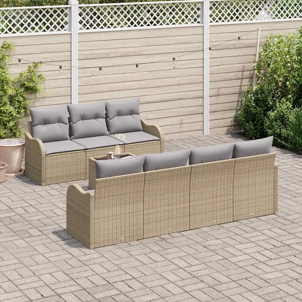 Set Divano da Giardino con cuscino 8 pcs Beige e grigio 3354279