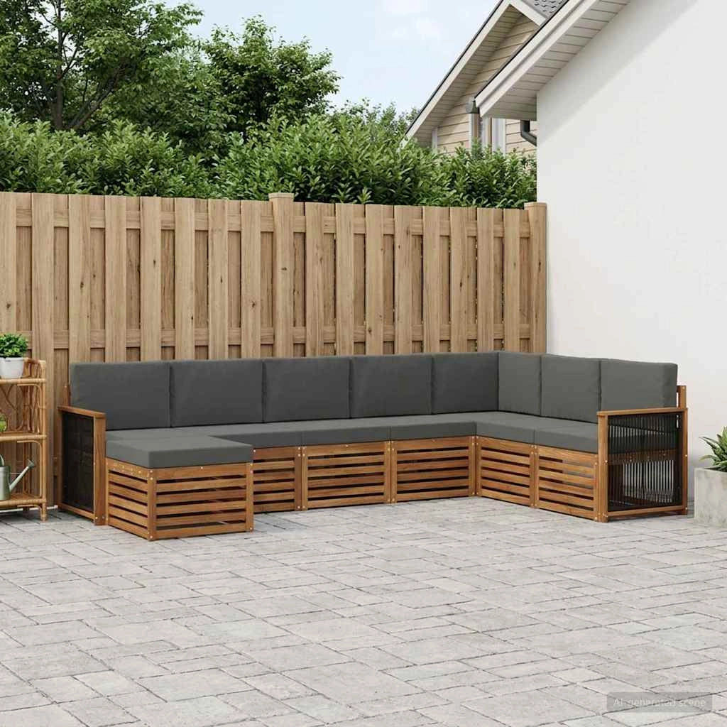 Set di divani da esterno 6 pz Naturale e Antracite 3384713