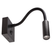 Lampada lettura LED 2W braccio flessile 360 gradi luce parete camera letto hotel albergo 230V NERO