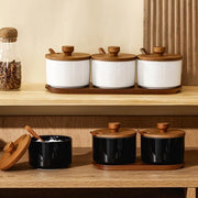 Scatole per Spezie da Cotto in Ceramica con Cucchiaio - 220 ml Porcellana Vintage per Zucchero Sale Caffè Fagioli e Spezie