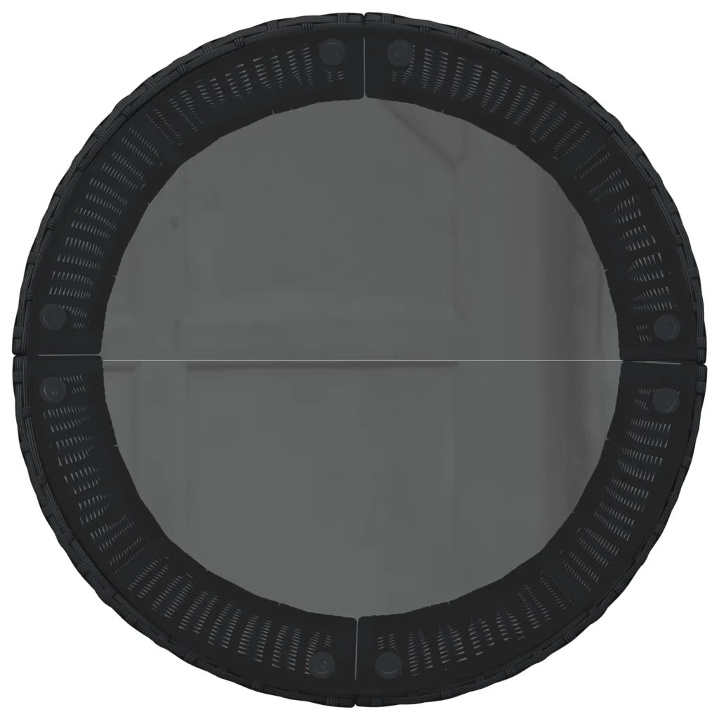 Divano Giardino con Tavolo e Cuscini Circolare Nero Polyrattan
