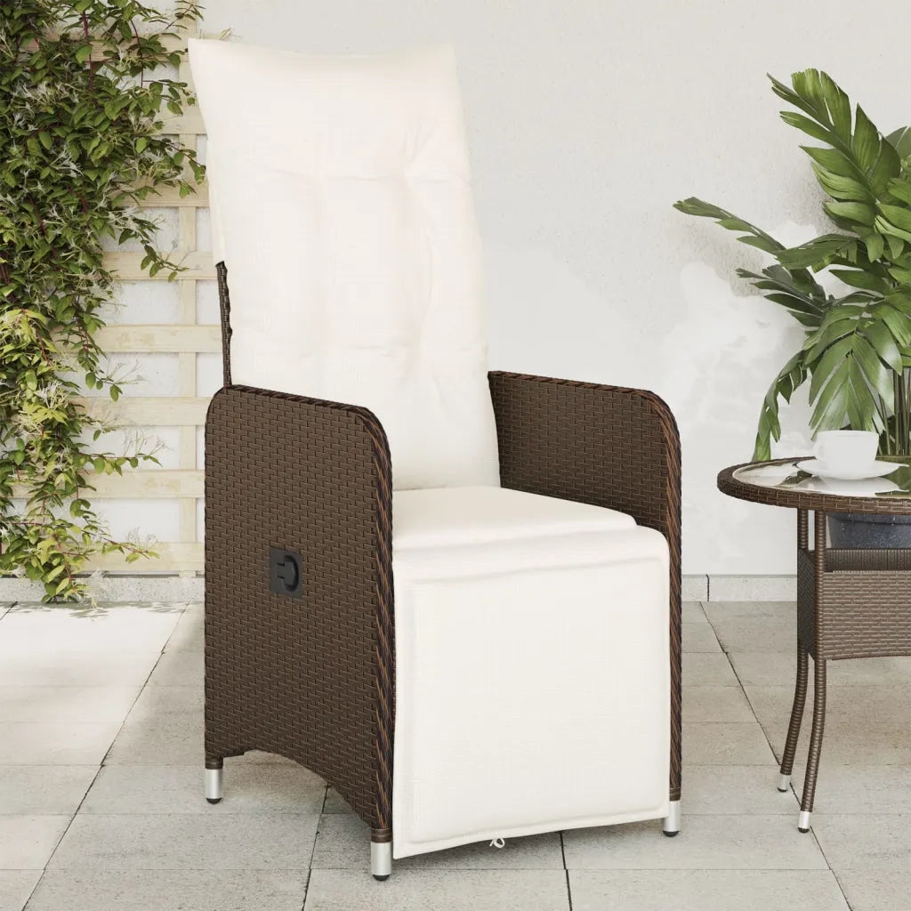 Sedia Reclinabile da Giardino | Sedie da Esterno con Cuscini Marrone in Polyrattan