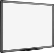 Tavolo bianco magnetico da assemblaggio 90 x 60 cm con cornice in alluminio nero e supporto per pennarelli