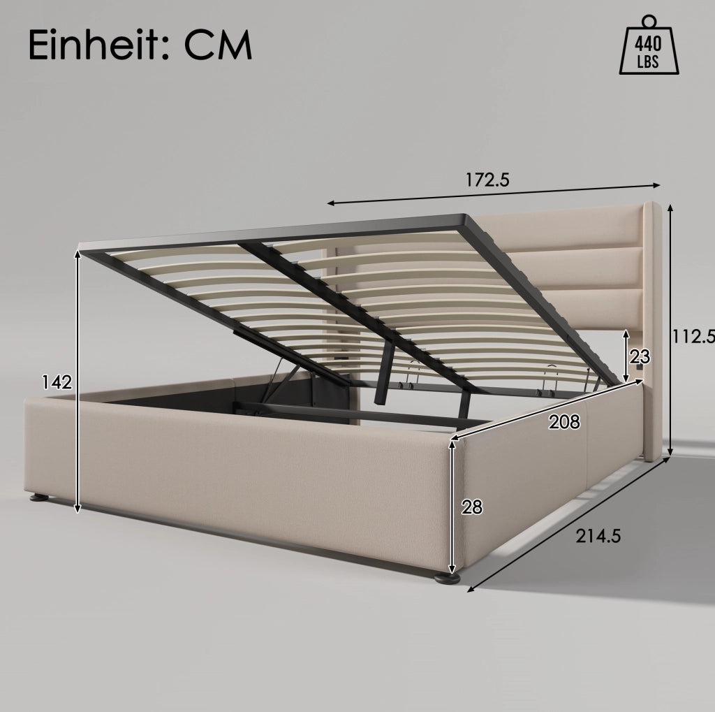 Letto matrimoniale contenitore 160x200 cm con materasso beige