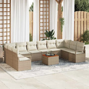 Set Divano da Giardino con cuscino 11 pcs Beige polyrattan