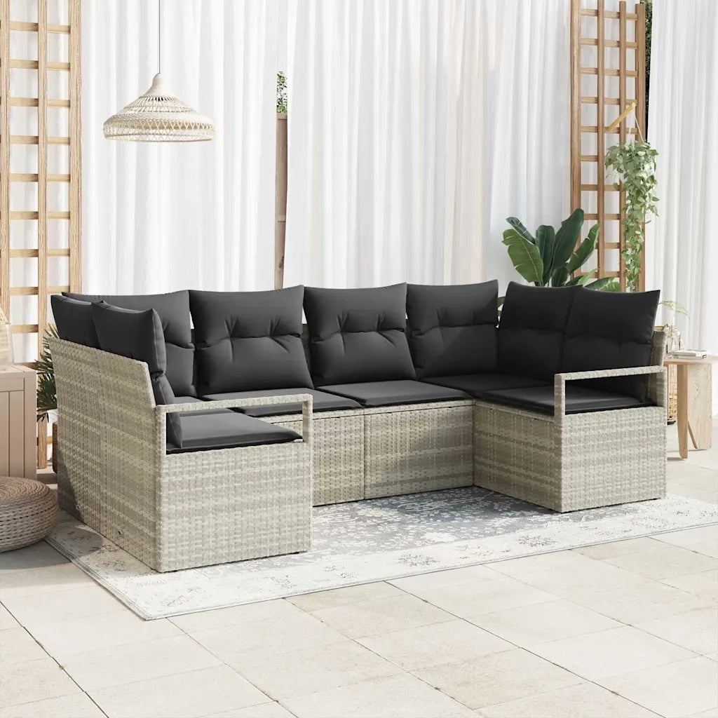 Set di divani con cuscino 6 pcs Grigio chiaro polyrattan