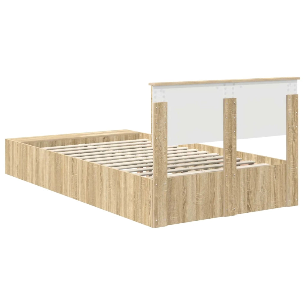 Struttura del letto con lo scaffale Rovere Sonoma 135 x 190 cm 3408377