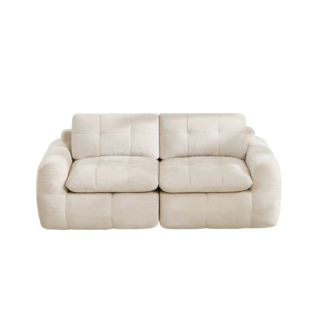Divano modulare in ciniglia 194x97x68 cm con seduta profonda; beige