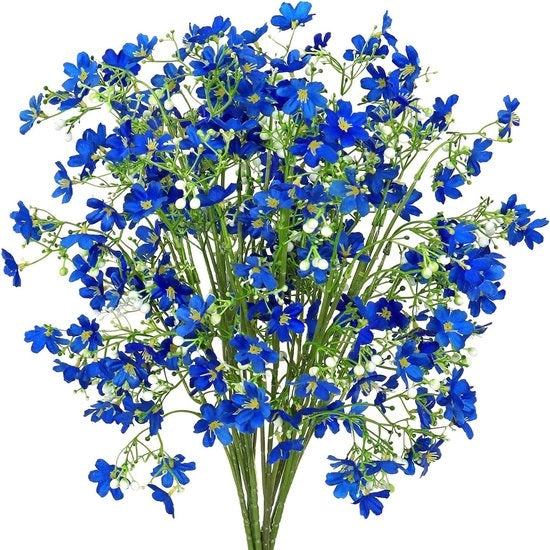 Bacchette di fiori artificiali - Piantine per balcone blu - 8 pezzi - 65 cm - Lino