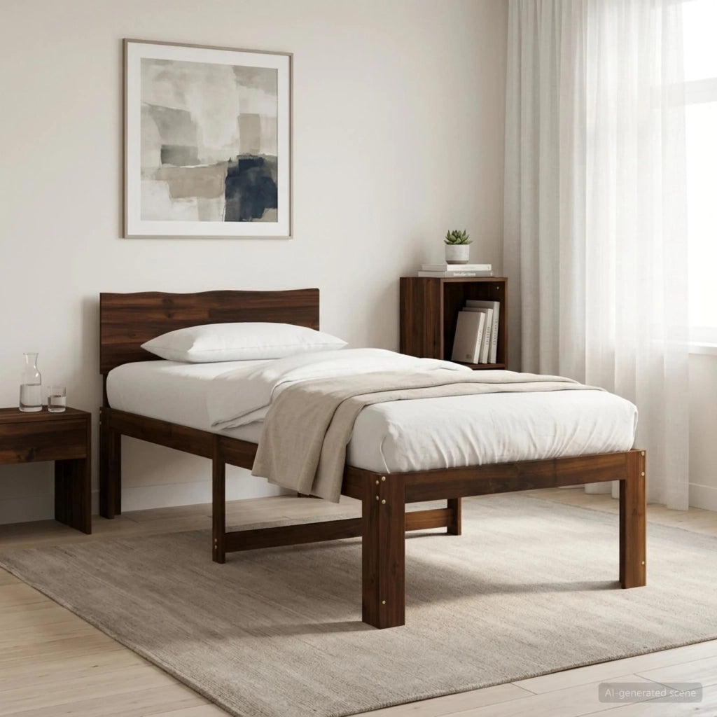 Letto Singolo con Testiera ROSTOCK Marrone Scuro 90 x 200 cm 903455