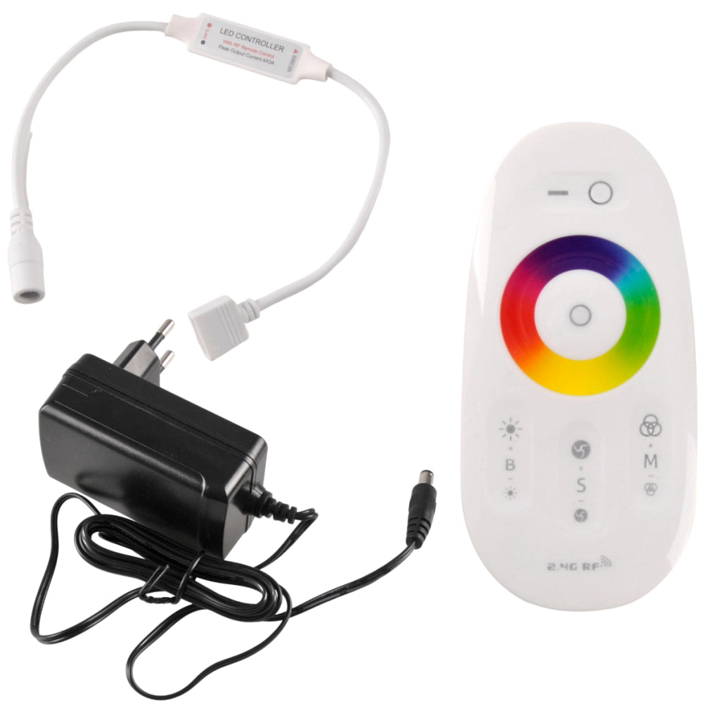 Kit striscia LED 24V 3m RGB+bianco 4000K IP20 con telecomando