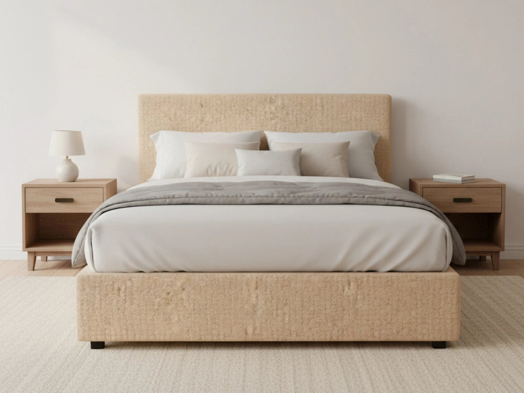 Basildon, Letto Matrimoniale Sfoderabile Made in Italy, Beige