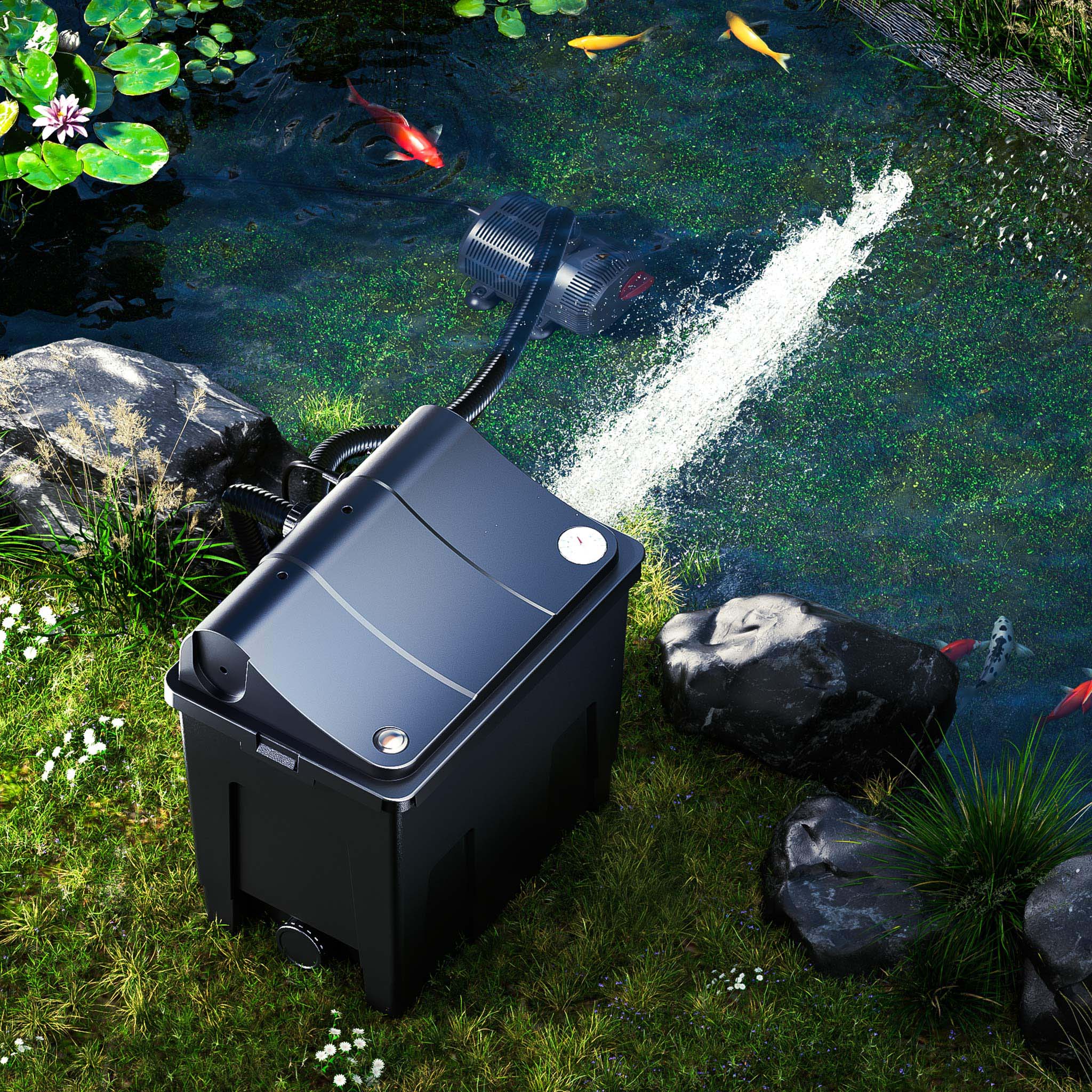 Filtro biologico per laghetto CBF-200T con chiarificatore UVC 9 W e pompa 2.300 l/h da 35 W