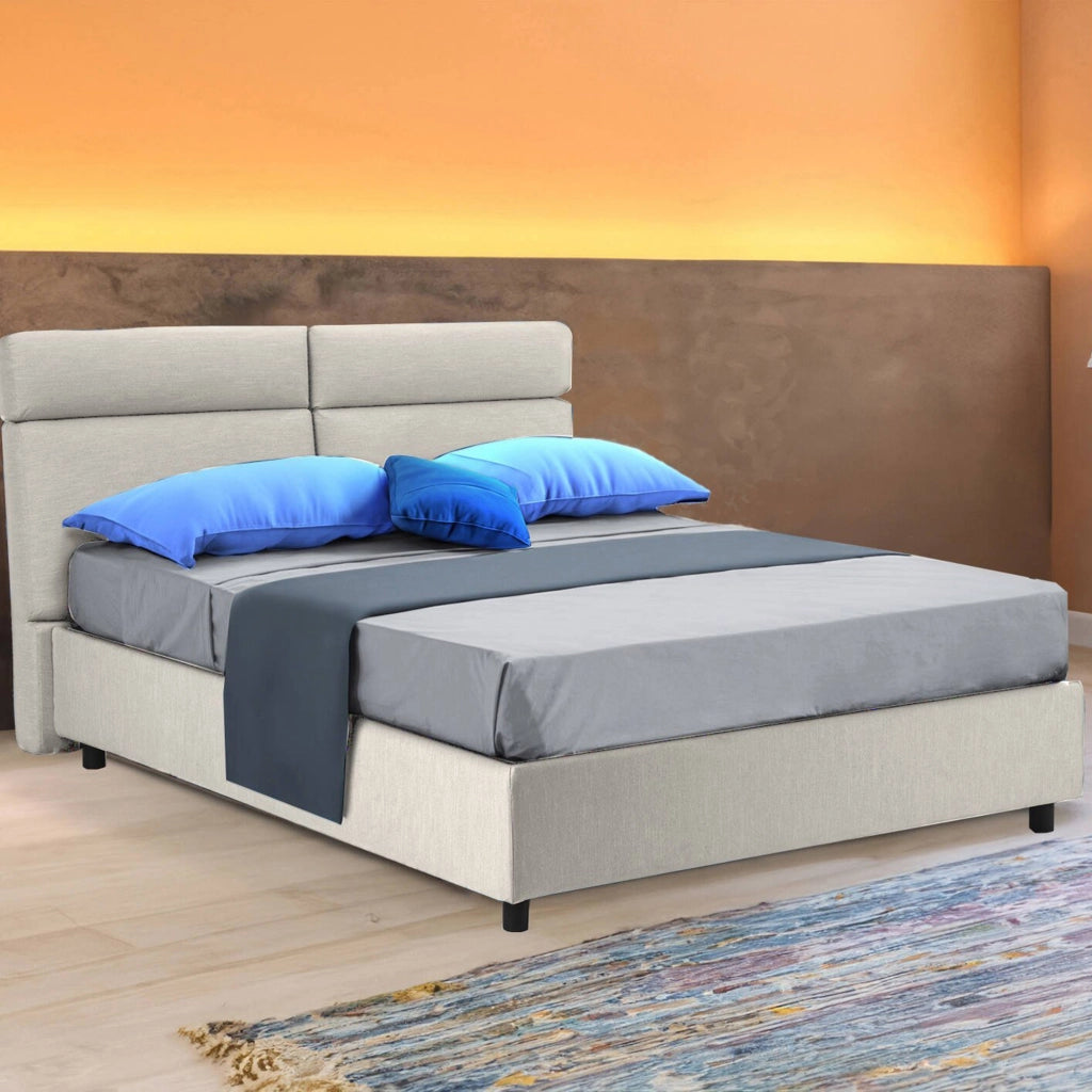 Letto Matrimoniale Alcatron, Letto Matrimoniale Sfoderabile Made in Italy, Beige