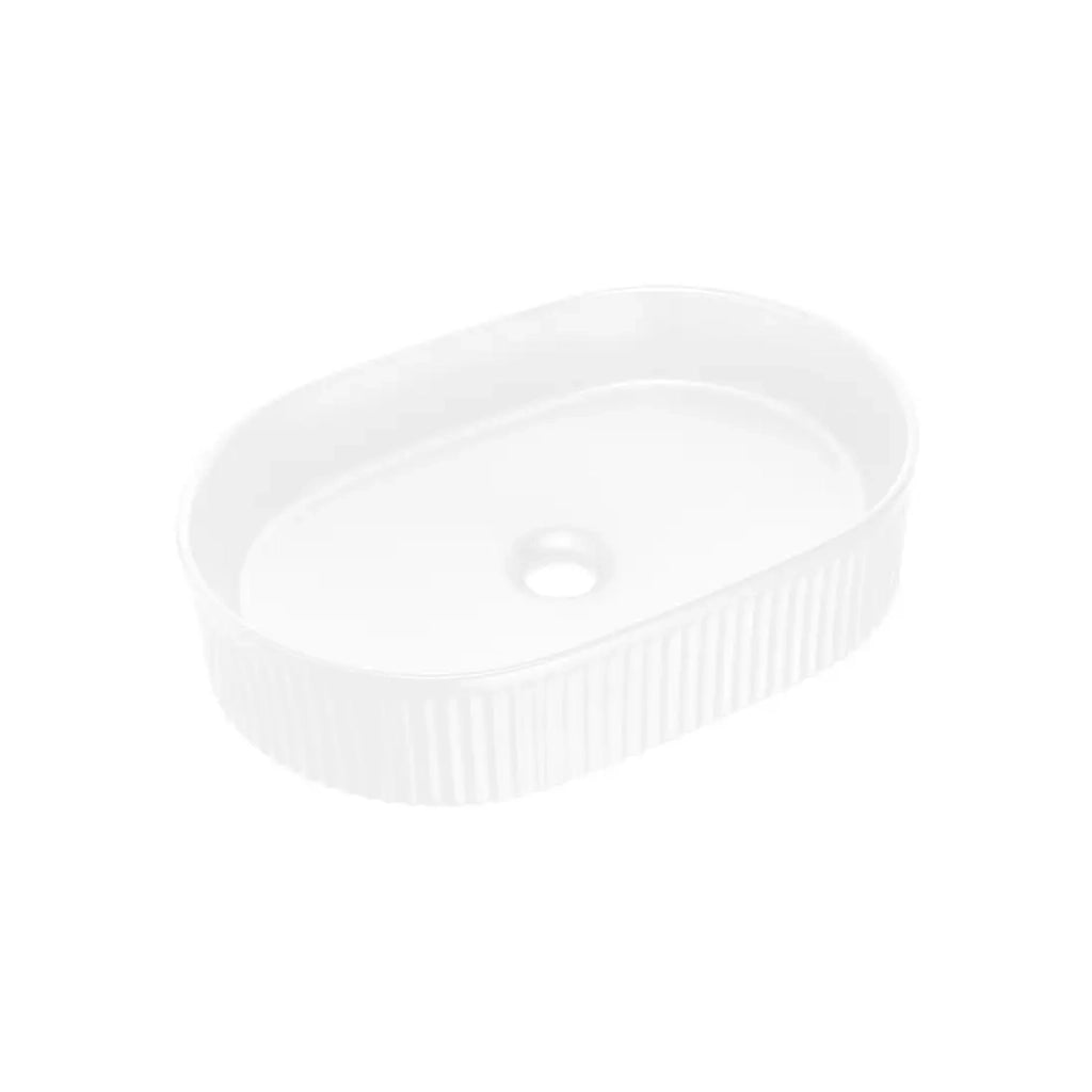 Lavabo da appoggio ovale 48x33 cm in ceramica bianca lucida