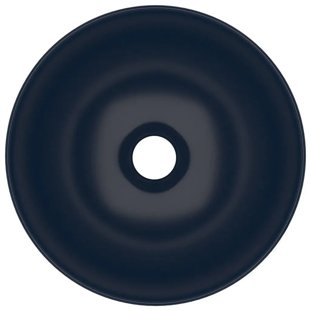 Lavandino da Bagno in Ceramica Blu Scuro Rotondo 146979